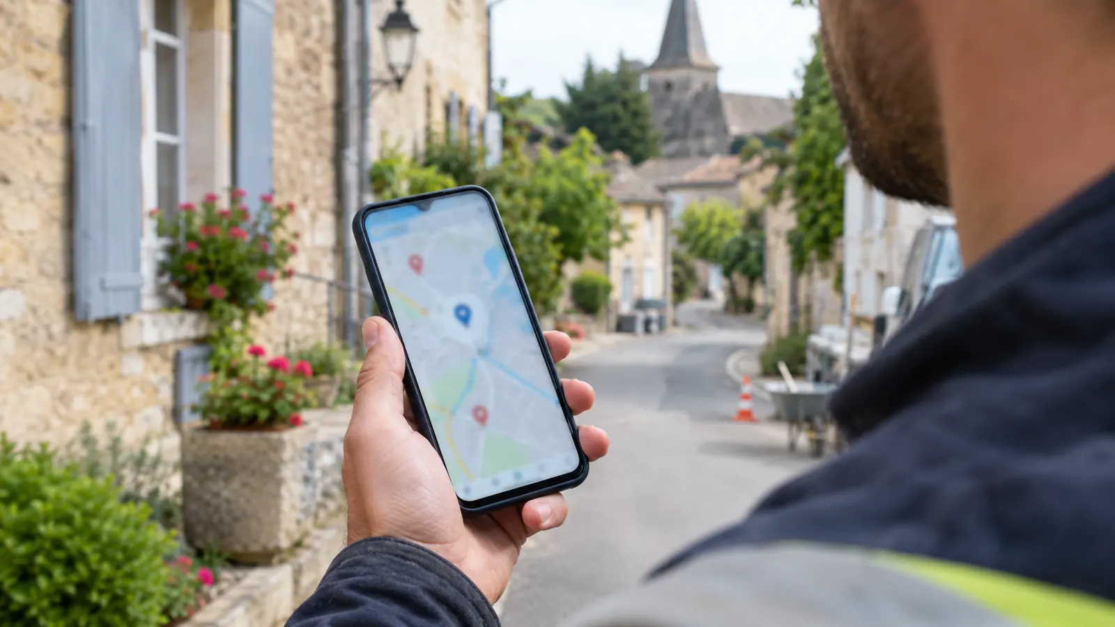 Fiche Google Business d’un artisan affichée dans le pack local sur un téléphone